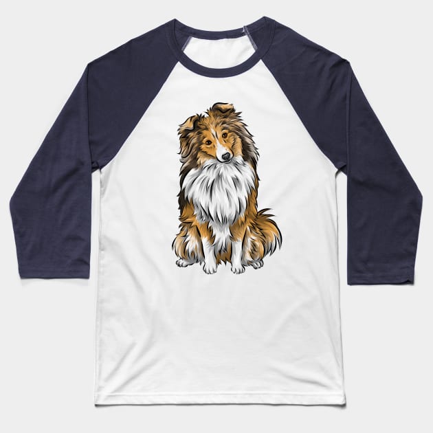 Cute Shetland Sheepdog | Sable | Herding Dog Baseball T-Shirt by Shirin Illustration